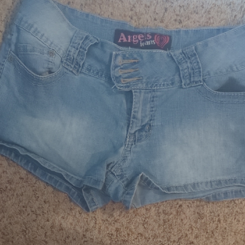 Angels Jeans Blue Jean Shorts with Distressed Details